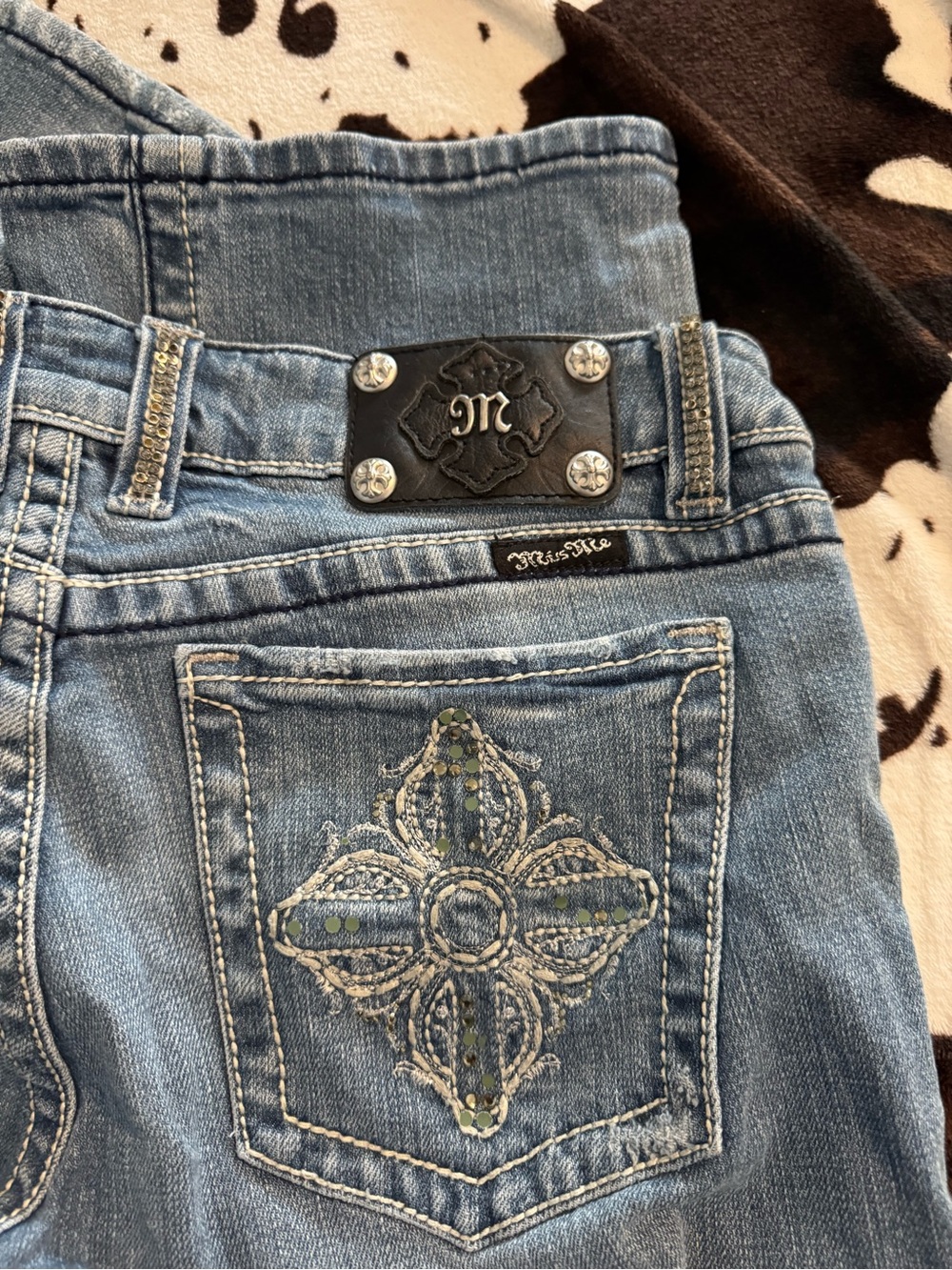 Miss Me Light Wash Embroidered Sequin Boot Cut Jeans